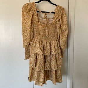 Byinns NWT Smocked Ruffle Mini Dress - Puff Sleeve Ruched Bodice